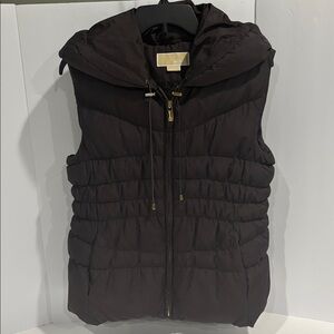 Michael Kors Brown High Collared Full Zip Down & Feather Filled Puffer Vest
